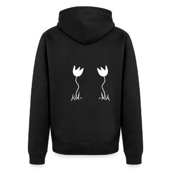 zwei Pflanzen Blumen Rosen - Unisex Premium Bio Zip Hoodie - Schwarz - Hinten - Nico (187cm)