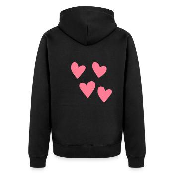 Coeurs roses motif coeur symbole amour - Veste à capuche bio Premium Unisexe - noir - Dos - Nico (187cm)