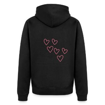 form herzen herz symbol liebe - Unisex Premium Bio Zip Hoodie - Schwarz - Hinten - Nico (187cm)