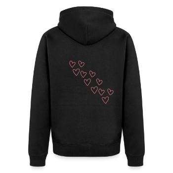 Motif Coeurs Coeur Symbole Amour Rose - Veste à capuche bio Premium Unisexe - noir - Dos - Nico (187cm)