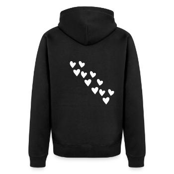 motif coeurs symbole coeur forme d’amour - Veste à capuche bio Premium Unisexe - noir - Dos - Nico (187cm)