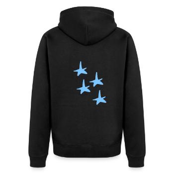 vier sterne blau stern symbol - Unisex Premium Bio Zip Hoodie - Schwarz - Hinten - Nico (187cm)