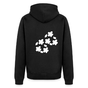 Blume muster natur Pflanze Symbol Blatt - Unisex Premium Bio Zip Hoodie - Schwarz - Hinten - Nico (187cm)