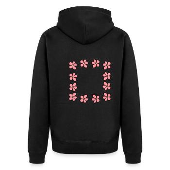 Pink Flower Frame Flower Plant Symbol Nature - Unisex Premium Organic Zip Hoodie - black - Back - Nico (187cm)