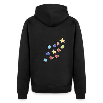 Shapes Icons Colorful Heart Star Circle Square Leaf - Unisex Premium Organic Zip Hoodie - black - Back - Nico (187cm)