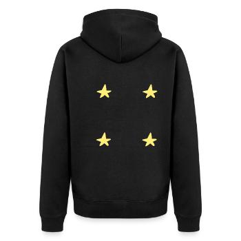 vier sterne stern symbol form gelb - Unisex Premium Bio Zip Hoodie - Schwarz - Hinten - Nico (187cm)