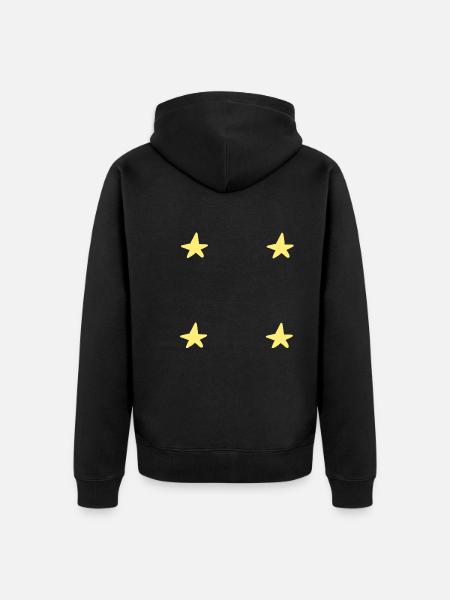 Four Star Symbol Shape Yellow - Unisex Premium Organic Zip Hoodie - black