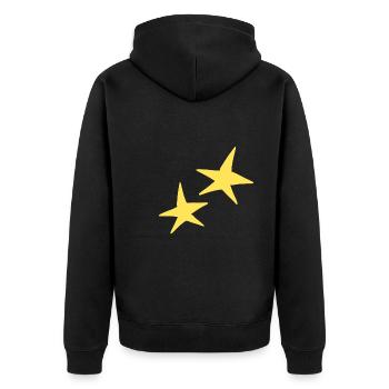 stern form zwei sterne symbol gelb - Unisex Premium Bio Zip Hoodie - Schwarz - Hinten - Nico (187cm)