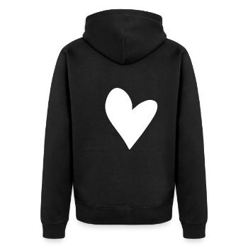 herz symbol form liebe - Unisex Premium Bio Zip Hoodie - Schwarz - Hinten - Nico (187cm)