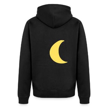 mond form planet symbol gelb - Unisex Premium Bio Zip Hoodie - Schwarz - Hinten - Nico (187cm)