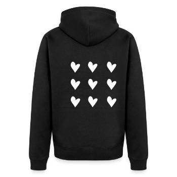 motif coeur coeur symbole forme amour - Veste à capuche bio Premium Unisexe - noir - Dos - Nico (187cm)