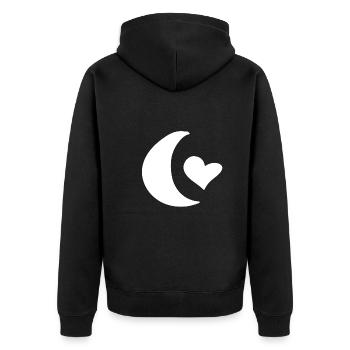 moon symbol shape love heart - Unisex Premium Organic Zip Hoodie - black - Back - Nico (187cm)