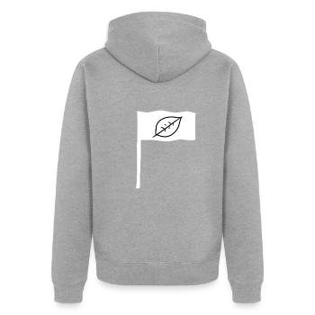 symbol flagge stange blatt natur - Unisex Premium Bio Zip Hoodie - Grau meliert - Hinten - Nico (187cm)