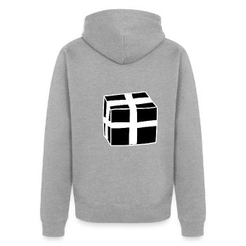 geschenk packung symbol schachtel - Unisex Premium Bio Zip Hoodie - Grau meliert - Hinten - Nico (187cm)