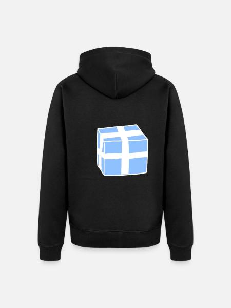 Gift Icon Box Blue - Unisex Premium Organic Zip Hoodie - black
