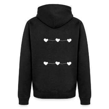 Six Hearts Line Heart Love - Unisex Premium Organic Zip Hoodie - black - Back - Nico (187cm)