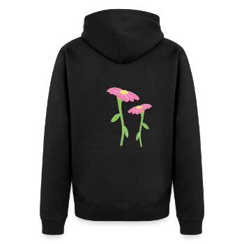 Flower Symbol Blossom Plant Two Flowers - Unisex Premium Organic Zip Hoodie - black - Back - Nico (187cm)