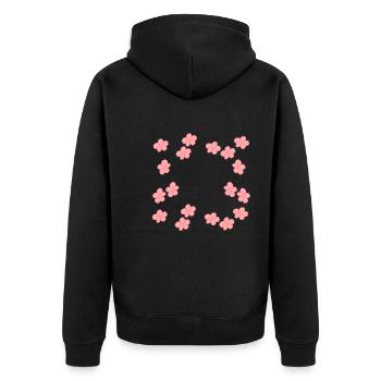 blumen blüte pflanze rosa rahmen form - Unisex Premium Bio Zip Hoodie - Schwarz - Hinten - Nico (187cm)