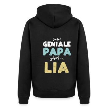 Dieser Geniale Papa Gehört Zu Lia - Unisex Premium Bio Zip Hoodie - Schwarz - Hinten - Nico (187cm)
