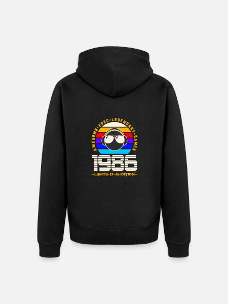 1986 - Unisex Premium Bio Zip Hoodie - Schwarz