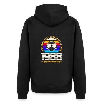 1988 - Unisex Premium Bio Zip Hoodie - Schwarz - Hinten - Nico (187cm)