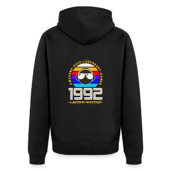 1992 - Unisex Premium Bio Zip Hoodie - Schwarz - Hinten - Nico (187cm)