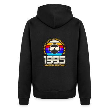 1995 - Unisex Premium Bio Zip Hoodie - Schwarz - Hinten - Nico (187cm)