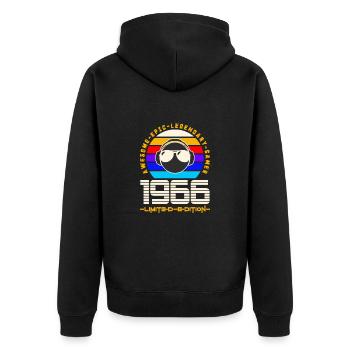 1966 - Unisex Premium Bio Zip Hoodie - Schwarz - Hinten - Nico (187cm)