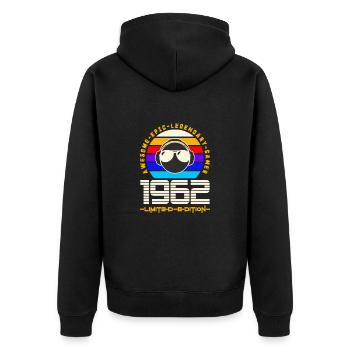 1962 - Unisex Premium Bio Zip Hoodie - Schwarz - Hinten - Nico (187cm)