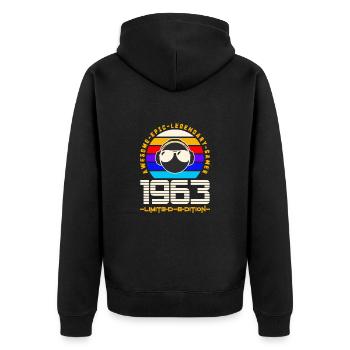 1963 - Unisex Premium Bio Zip Hoodie - Schwarz - Hinten - Nico (187cm)