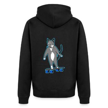 Longboard Cat Bored Skating Cat Neon - Veste à capuche bio Premium Unisexe - noir - Dos - Nico (187cm)