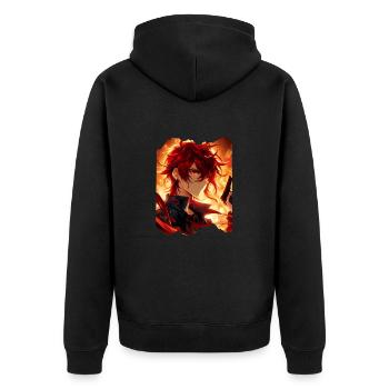 Portrait animé feu n°1 - Veste à capuche bio Premium Unisexe - noir - Dos - Nico (187cm)
