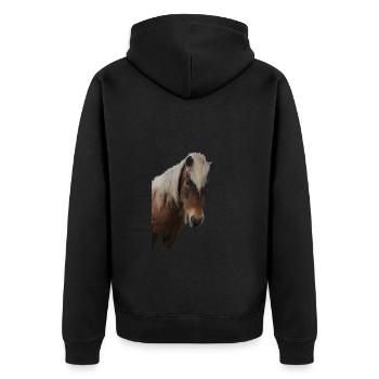 Pferde T-shirt Geschenk Reiter  - Unisex Premium Bio Zip Hoodie - Schwarz - Hinten - Nico (187cm)