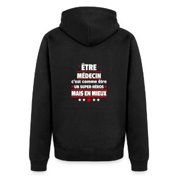 Être médecin, c'est mieux qu'être un héros - Veste à capuche bio Premium Unisexe - noir - Dos - Nico (187cm)
