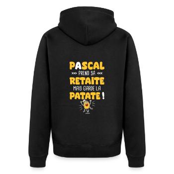 Pascal prend sa Retraite cadeau retraite retraité - Veste à capuche bio Premium Unisexe - noir - Dos - Nico (187cm)