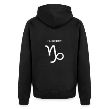 Sternzeichen Steinbock Horoskop Capricorn Zodiac - Unisex Premium Bio Zip Hoodie - Schwarz - Hinten - Nico (187cm)