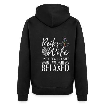 Spirituelles Helaer Chakra Ehefrau Reiki - Unisex Premium Bio Zip Hoodie - Schwarz - Hinten - Nico (187cm)