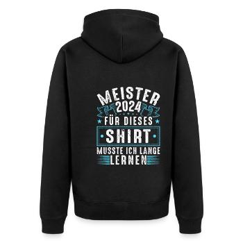 Meisterprüfung Meisterschule 2024 Meister - Unisex Premium Bio Zip Hoodie - Schwarz - Hinten - Nico (187cm)
