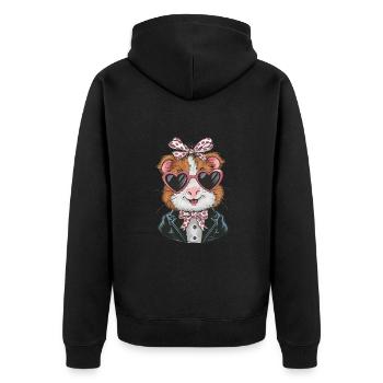 Coole Meerschweinchen mit Herz-Sonnenbrille - Unisex Premium Bio Zip Hoodie - Schwarz - Hinten - Nico (187cm)