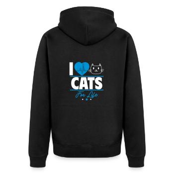 J’aime les chats pour toujours - pour les vrais fans de chats ! - Veste à capuche bio Premium Unisexe - noir - Dos - Nico (187cm)
