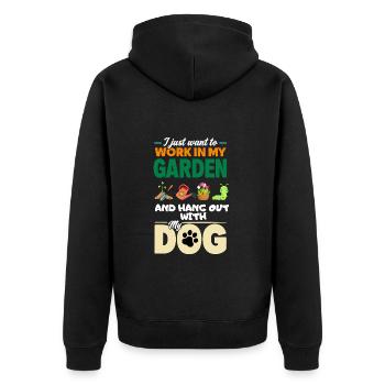 Garten Hund Gärtner Kleingarten Blumen Lustig - Unisex Premium Bio Zip Hoodie - Schwarz - Hinten - Nico (187cm)