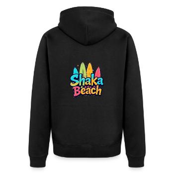 Shaka beach - Unisex Premium Organic Zip Hoodie - black - Back - Nico (187cm)