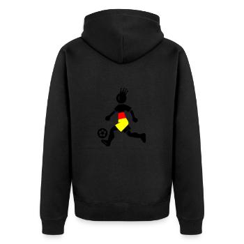 Fussballer Deutschland Meister Krone - Unisex Premium Bio Zip Hoodie - Schwarz - Hinten - Nico (187cm)