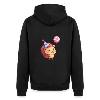 Igel Geburtstag Baby - Unisex Premium Bio Zip Hoodie - Schwarz - Hinten - Nico (187cm)