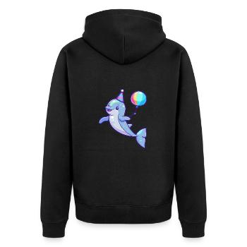 Delfin Geburtstag Baby - Unisex Premium Bio Zip Hoodie - Schwarz - Hinten - Nico (187cm)