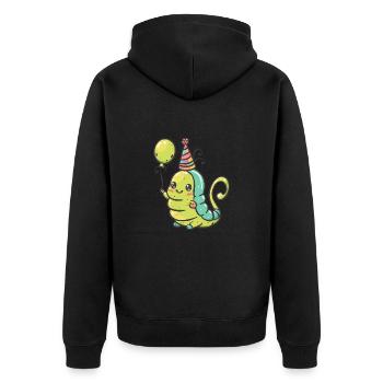 Wurm Geburtstag Baby - Unisex Premium Bio Zip Hoodie - Schwarz - Hinten - Nico (187cm)
