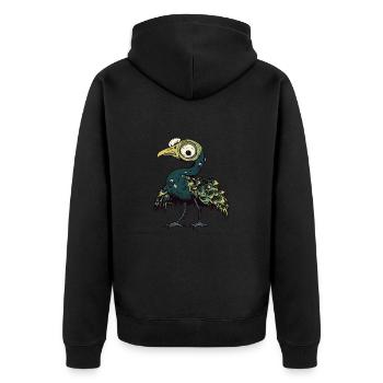 Peacock Bird Halloween Comic Funny - Unisex Premium Organic Zip Hoodie - black - Back - Nico (187cm)