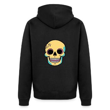 Skull Halloween Funny Skeleton - Unisex Premium Organic Zip Hoodie - black - Back - Nico (187cm)