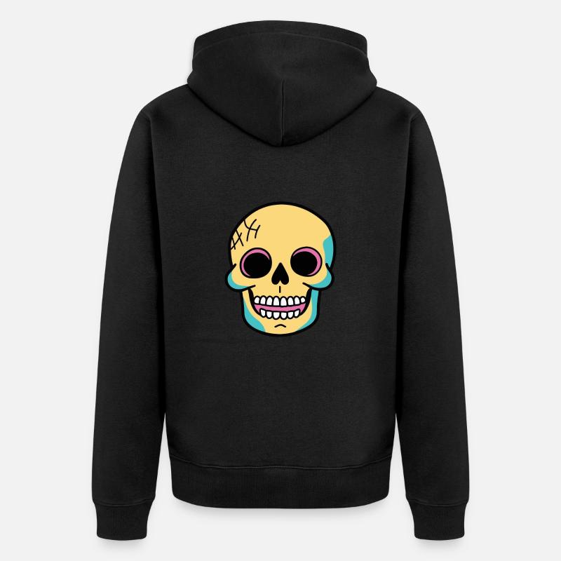 Crâne Halloween Drôle Squelette - Veste à capuche bio Premium Unisexe - noir