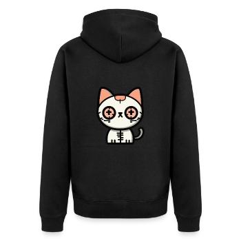 Katze Halloween Witzig Lustig - Unisex Premium Bio Zip Hoodie - Schwarz - Hinten - Nico (187cm)